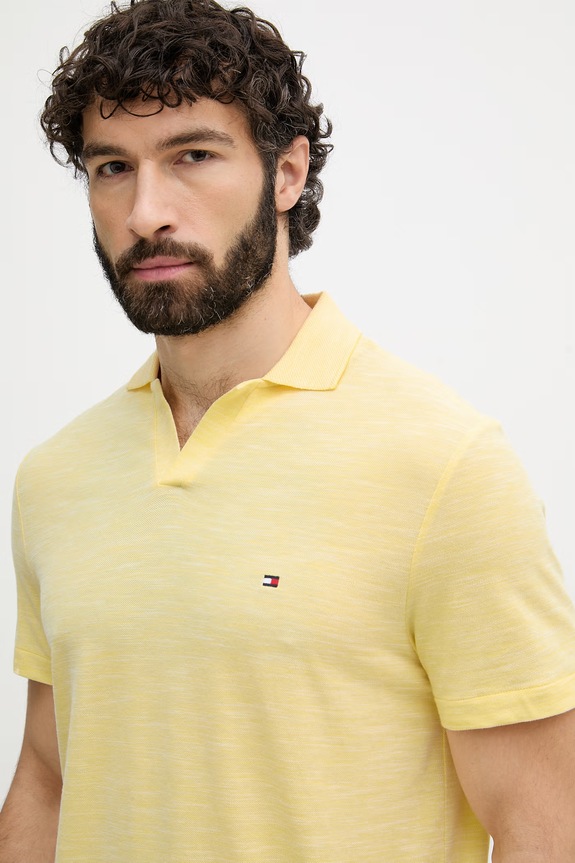 Tommy Hilfiger polo tričko pánske bavlnené žltá MW0MW38482