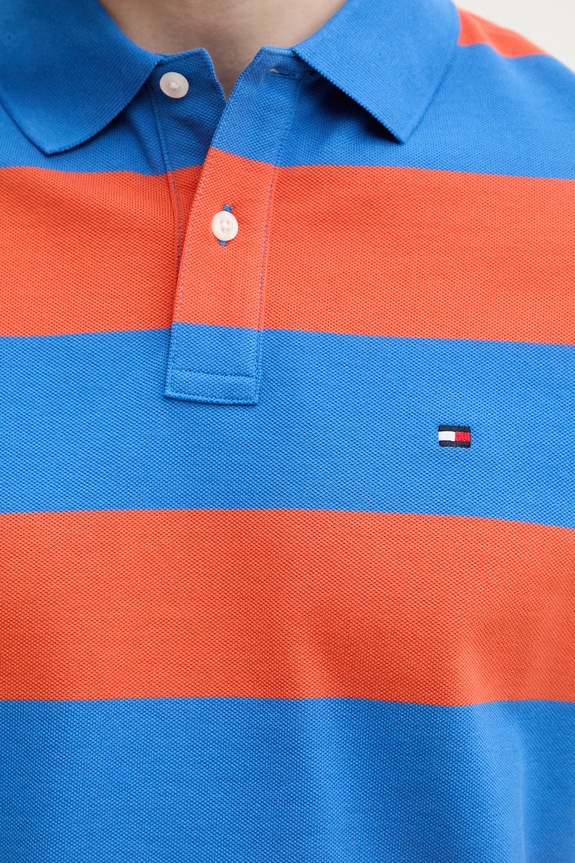 Tommy Hilfiger polo męskie bawełniane z elastanem MW0MW39045 pomarańczowy