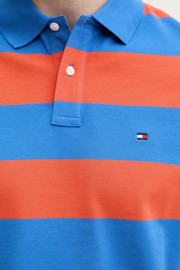Tommy Hilfiger polo tričko pánske bavlnené s elastanom MW0MW39045 oranžová