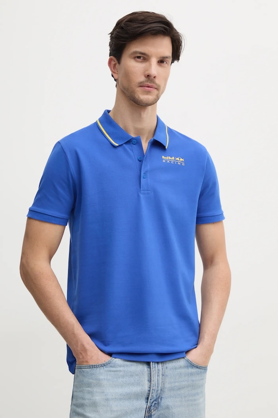 Тениска с яка Red Bull Racing x Pepe Jeans TIPPED LOGO POLO вталена виолетов RM540013