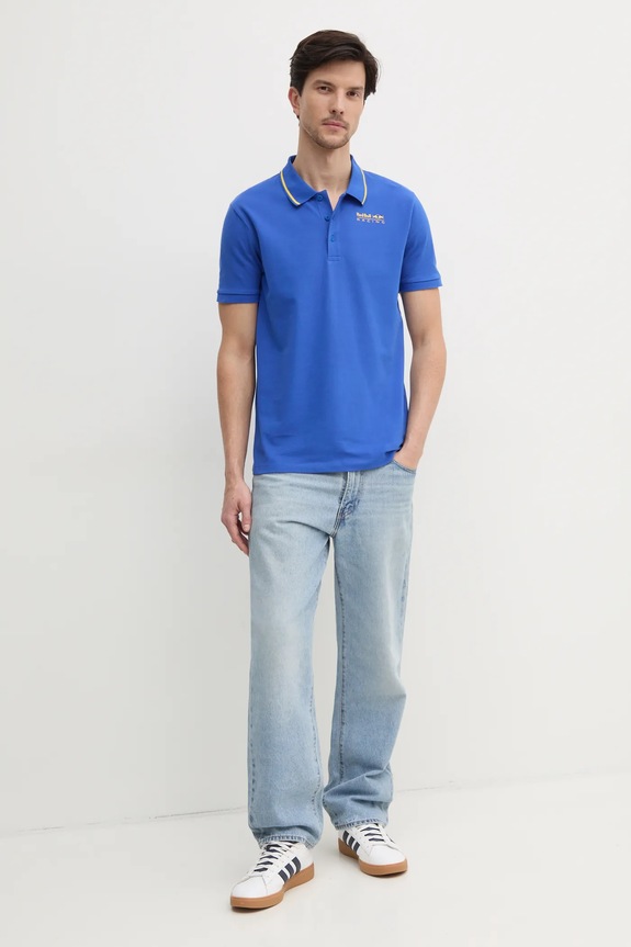 Тениска с яка Red Bull Racing x Pepe Jeans TIPPED LOGO POLO RM540013 виолетов SS25