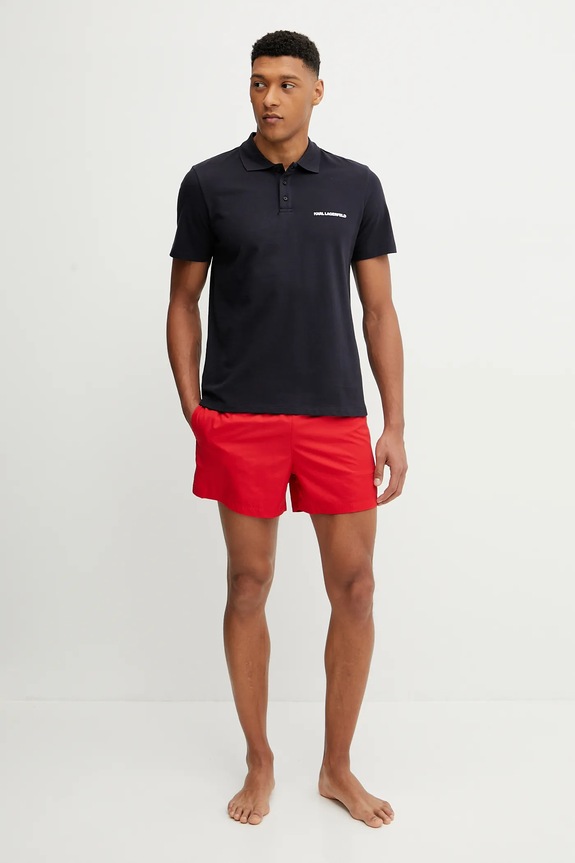 Pamučna polo majica Karl Lagerfeld A2M46036 mornarsko plava SS25