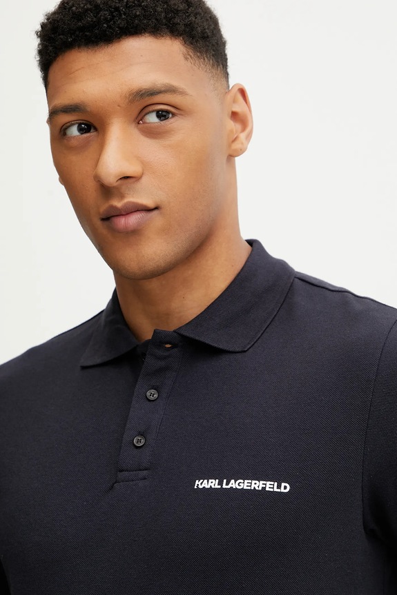 Pamučna polo majica Karl Lagerfeld mornarsko plava A2M46036