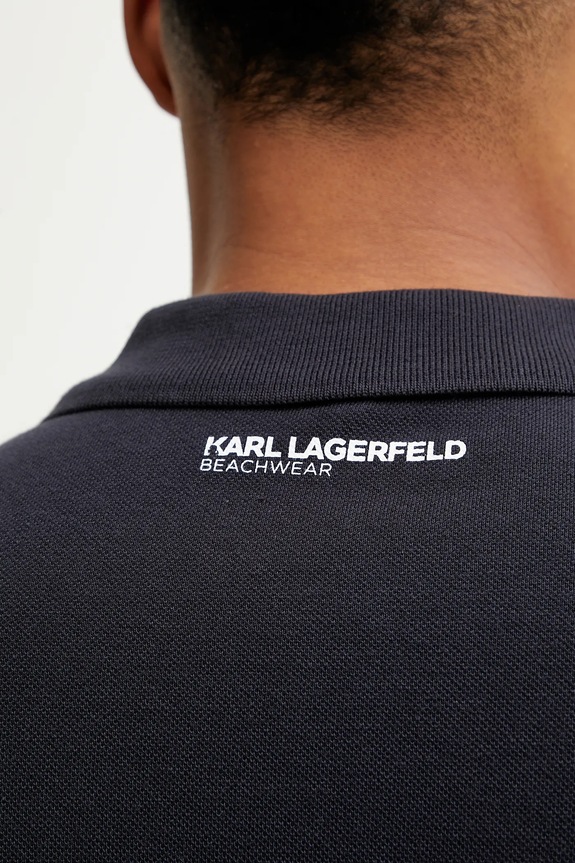 Pamučna polo majica Karl Lagerfeld A2M46036 mornarsko plava