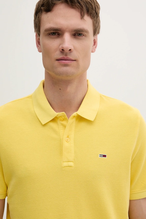Ρούχα Βαμβακερό μπλουζάκι πόλο Tommy Jeans DM0DM20226 κίτρινο