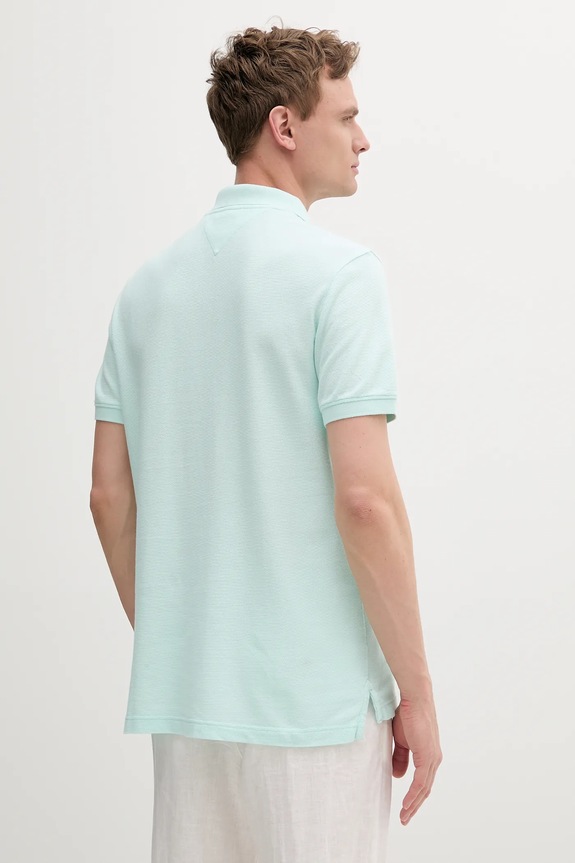 Βαμβακερό μπλουζάκι πόλο Tommy Jeans DM0DM20226 τιρκουάζ SS25