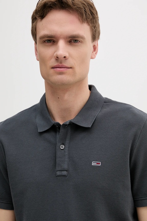 Ρούχα Βαμβακερό μπλουζάκι πόλο Tommy Jeans DM0DM20226 γκρί