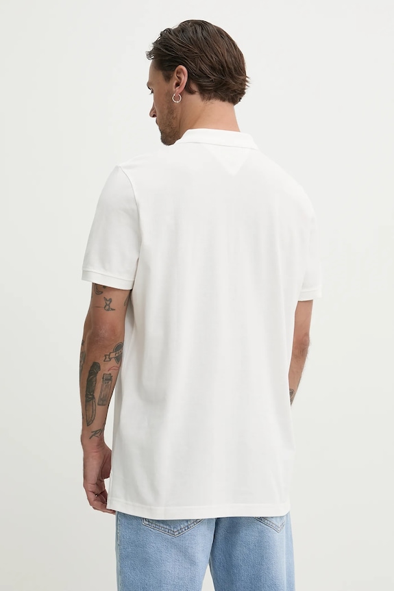 Odzież Tommy Jeans polo męskie bawełniane DM0DM20676 biały