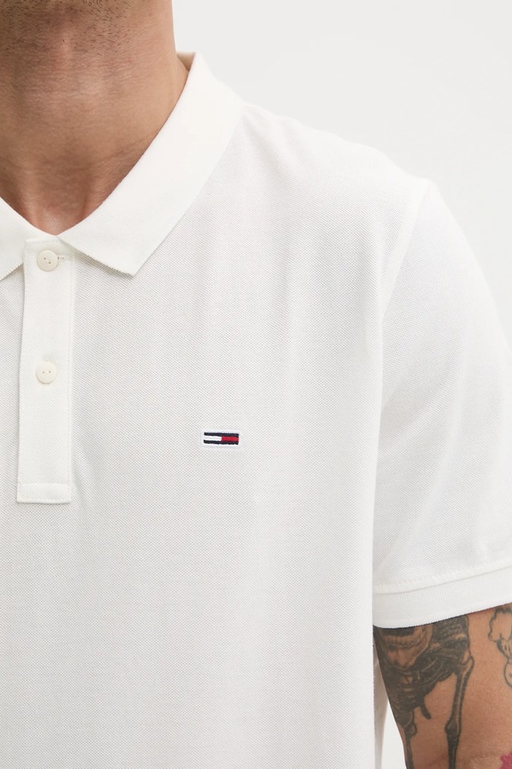 Tommy Jeans polo męskie bawełniane biały DM0DM20676