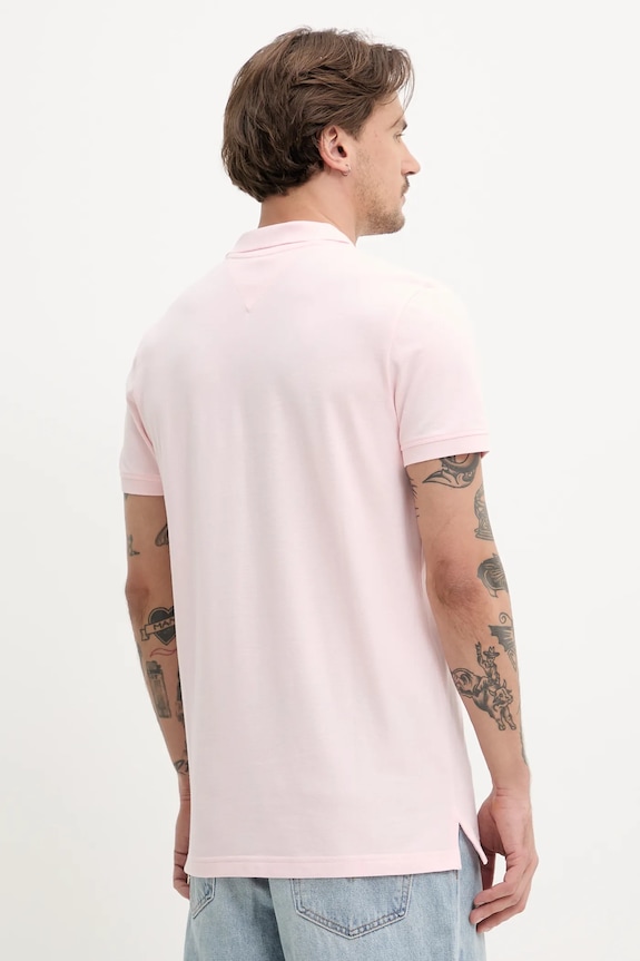 Oblečení Tommy Jeans polo pánské bavlněné DM0DM20676 růžová