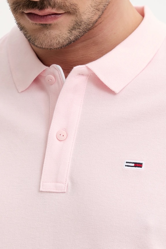 Tommy Jeans polo pánské bavlněné DM0DM20676 růžová