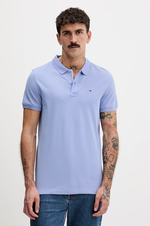 Tommy Jeans póló férfi pamut sima kék DM0DM20676