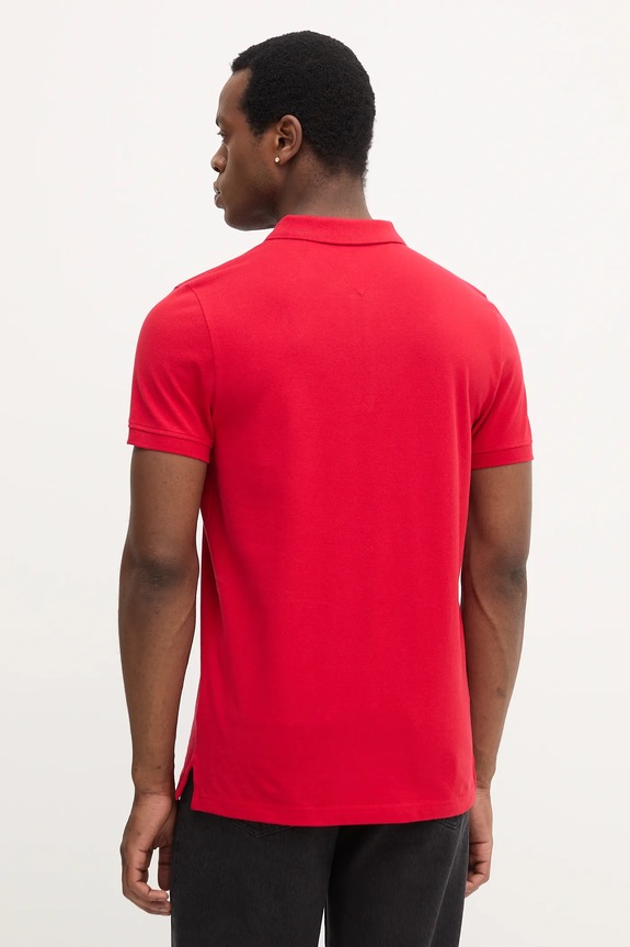 Tommy Jeans polo tričko pánske bavlnené DM0DM20676 červená SS26