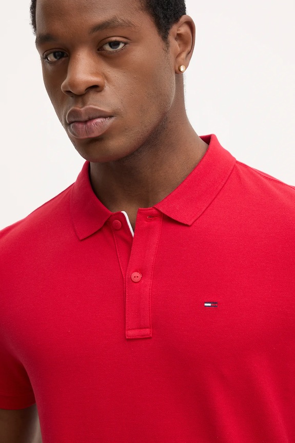 Oblečenie Tommy Jeans polo tričko pánske bavlnené DM0DM20676 červená