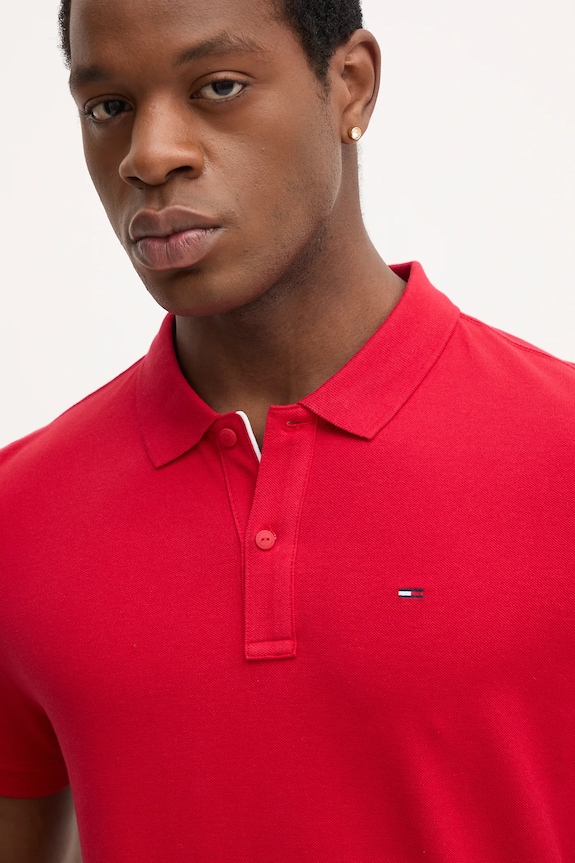 Oblečenie Tommy Jeans polo tričko pánske bavlnené DM0DM20676 červená