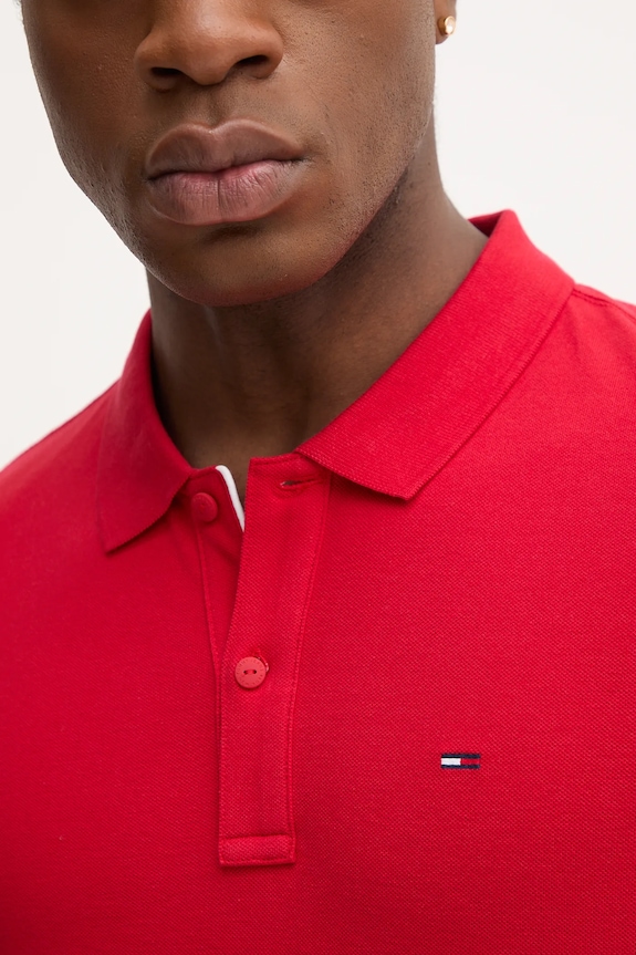 Tommy Jeans polo tričko pánske bavlnené červená DM0DM20676
