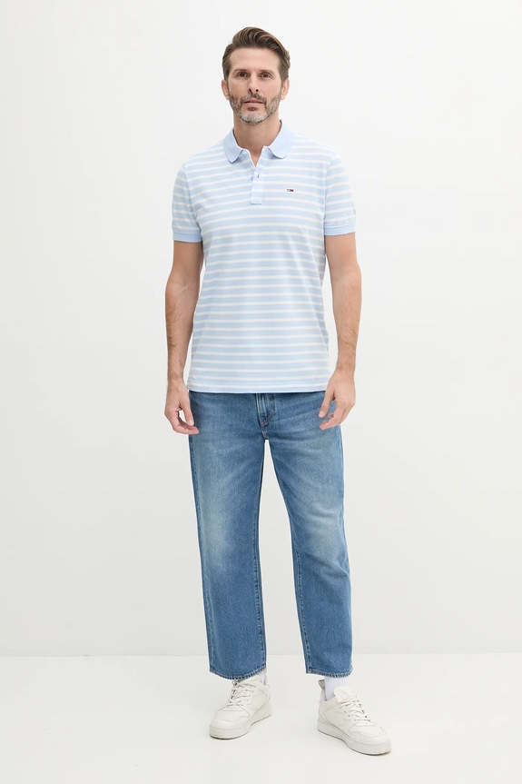 Tommy Jeans polo męskie bawełniane DM0DM20676 niebieski SS26