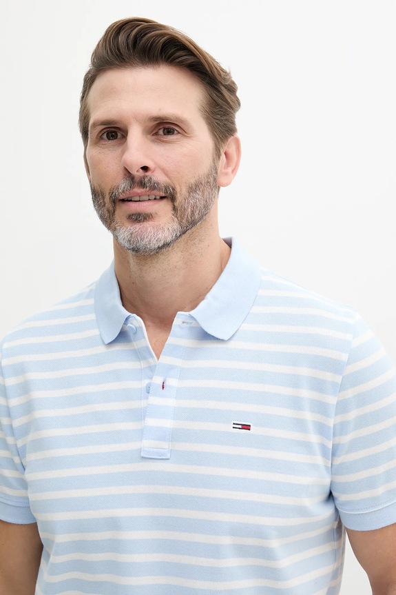 Tommy Jeans polo męskie bawełniane niebieski DM0DM20676