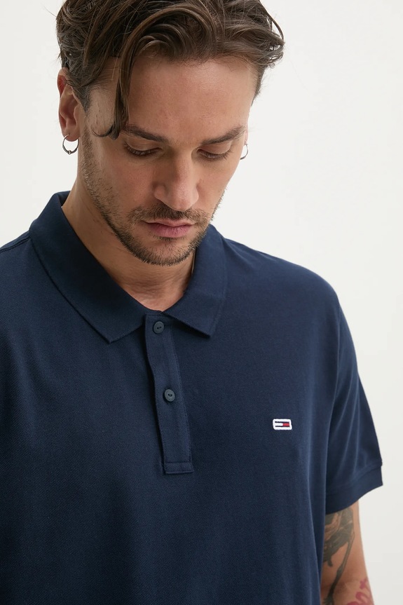 Tommy Jeans polo bărbătesc din bumbac bleumarin DM0DM20676
