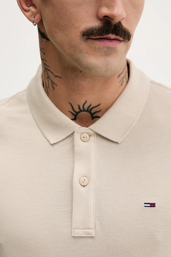 Tommy Jeans polo da uomo in cotone DM0DM20676 beige