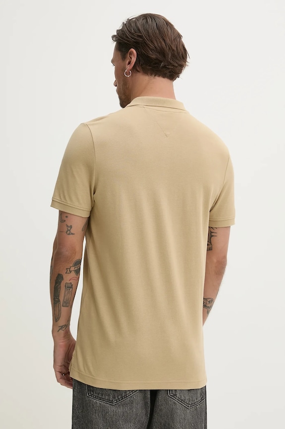 Oblečenie Tommy Jeans polo tričko pánske bavlnené DM0DM20676 béžová