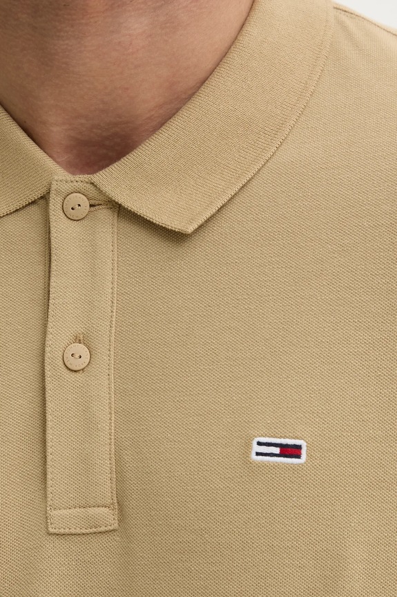 Tommy Jeans polo tričko pánske bavlnené DM0DM20676 béžová