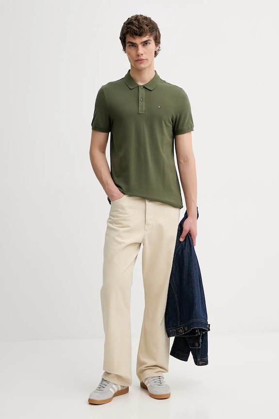 Tommy Jeans polo bărbătesc din bumbac DM0DM20676 verde SS26