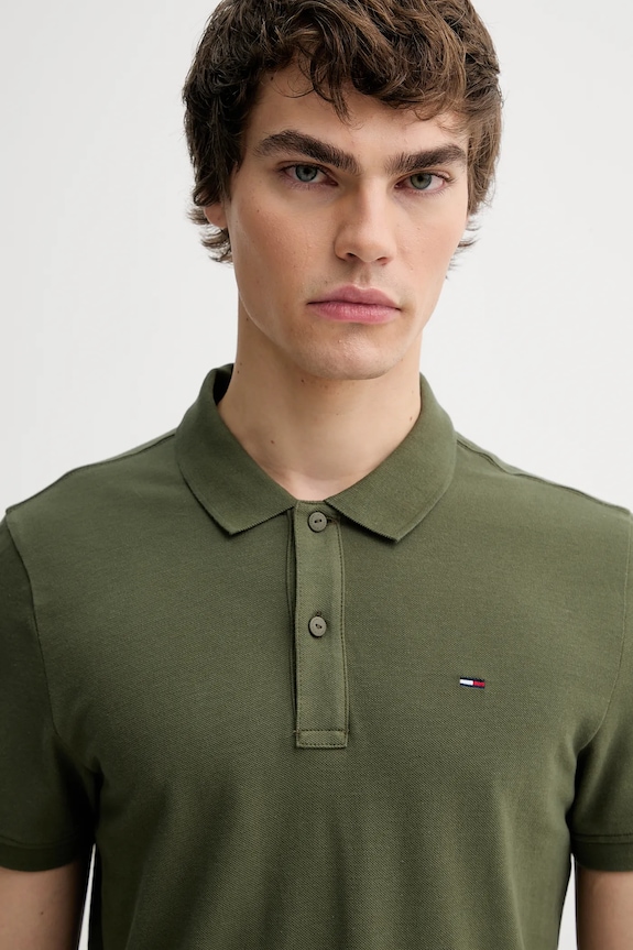 Tommy Jeans polo bărbătesc din bumbac verde DM0DM20676