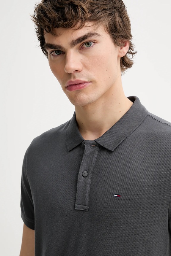 Tommy Jeans polo męskie bawełniane szary DM0DM20676