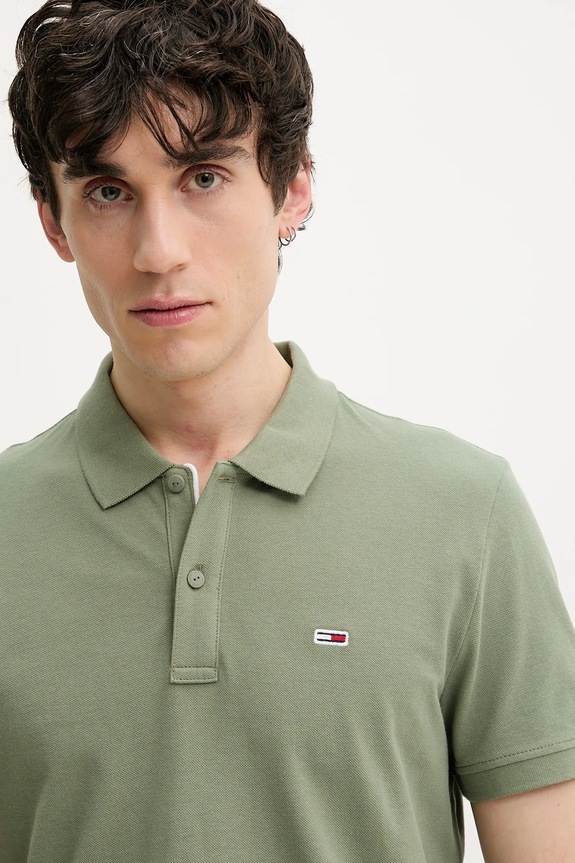 Tommy Jeans polo tričko pánske bavlnené zelená DM0DM20676