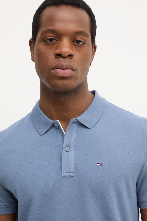 Îmbrăcăminte Tommy Jeans polo bărbătesc din bumbac DM0DM20676 albastru
