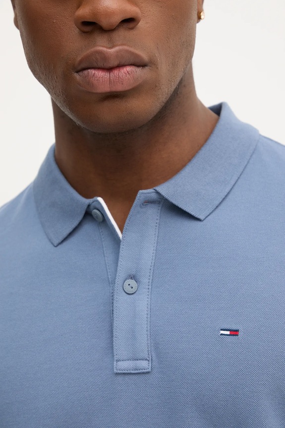 Tommy Jeans polo bărbătesc din bumbac albastru DM0DM20676