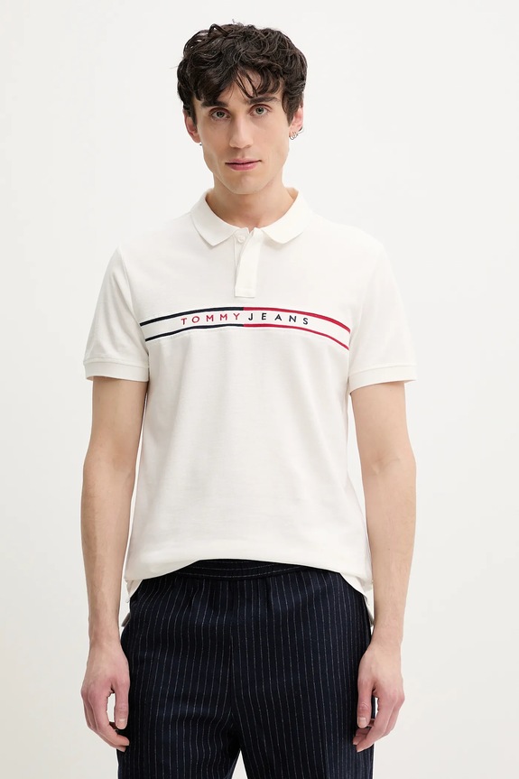 Tommy Jeans polo bawełniane regular biały DM0DM20916