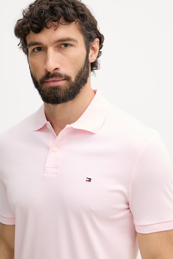 Tommy Hilfiger polo bărbătesc de bumbac roz MW0MW39994