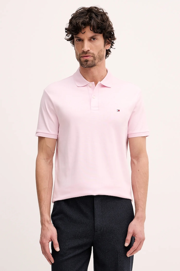 Tommy Hilfiger polo bărbați de bumbac roz MW0MW39994