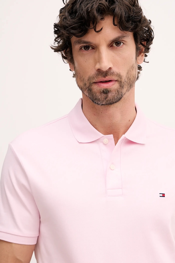 Tommy Hilfiger polo bărbați de bumbac roz MW0MW39994