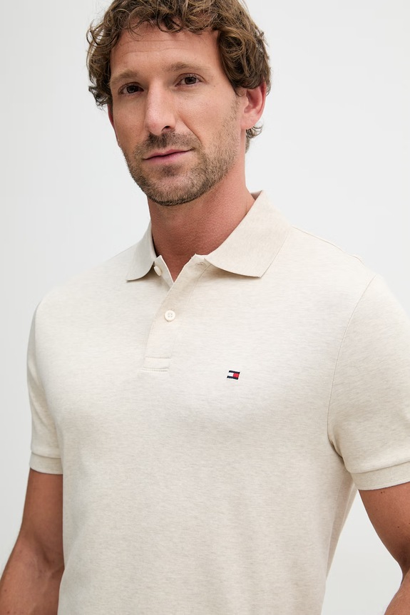 Tommy Hilfiger polo tričko pánske bavlnené béžová MW0MW39994