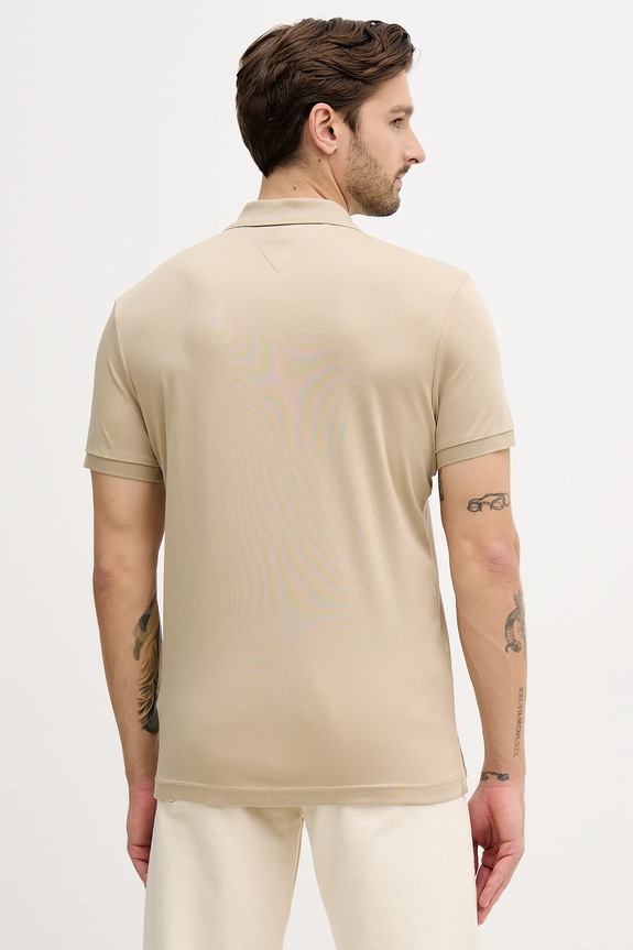 Îmbrăcăminte Tommy Hilfiger polo bărbătesc din bumbac MW0MW39994 bej