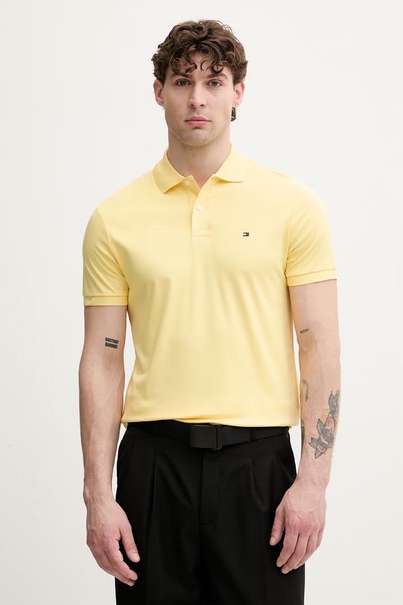 Tommy Hilfiger polo męskie bawełniane żółty MW0MW39994