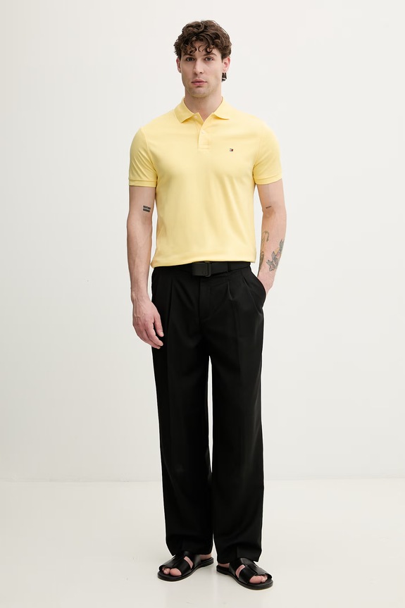 Tommy Hilfiger polo męskie bawełniane MW0MW39994 żółty SS26