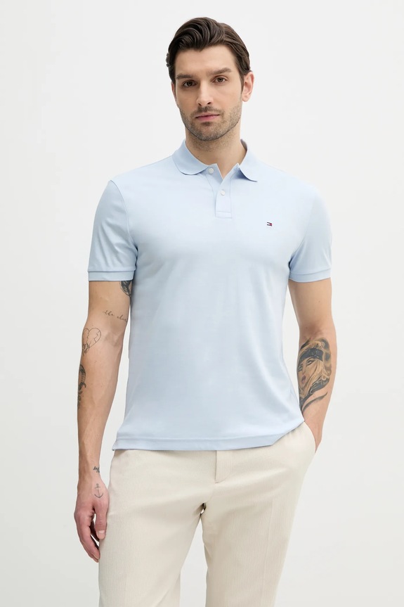 Tommy Hilfiger polo tričko pánske bavlnené jednofarebný modrá MW0MW39994