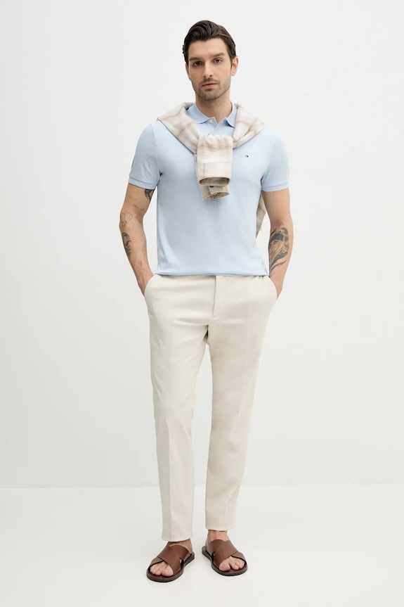 Tommy Hilfiger polo tričko pánske bavlnené MW0MW39994 modrá SS26