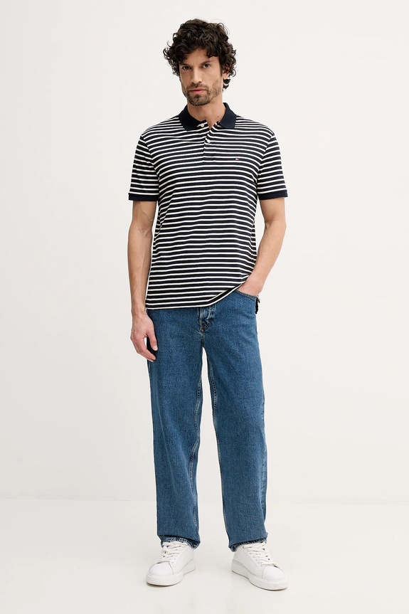 Tommy Hilfiger Polo bărbătesc din bumbac MW0MW39994 bleumarin SS26
