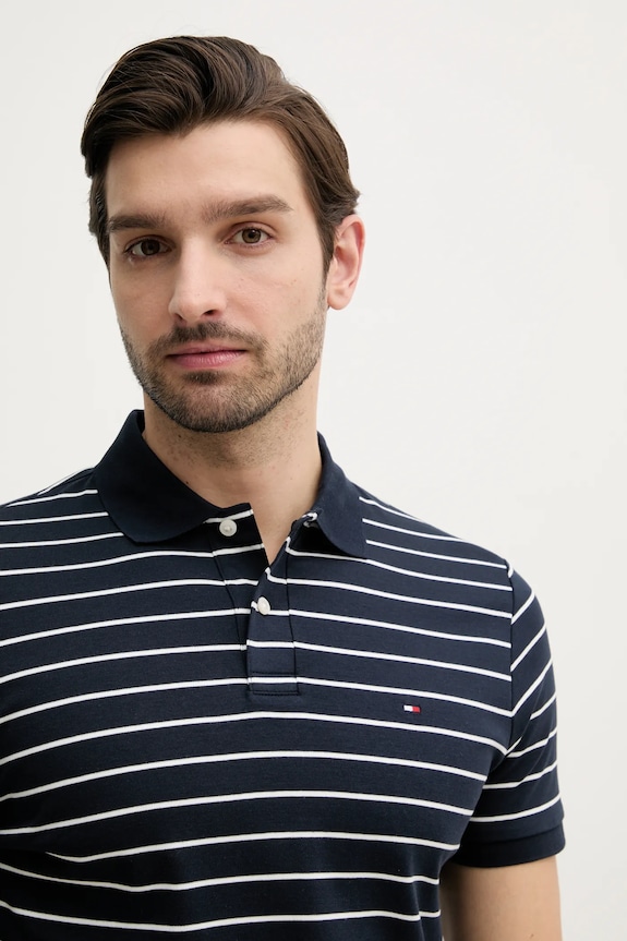 Tommy Hilfiger polo bărbătesc din bumbac bleumarin MW0MW39994