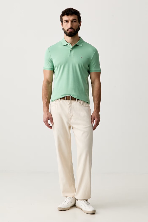 Tommy Hilfiger polo męskie bawełniane MW0MW39994 zielony SS26