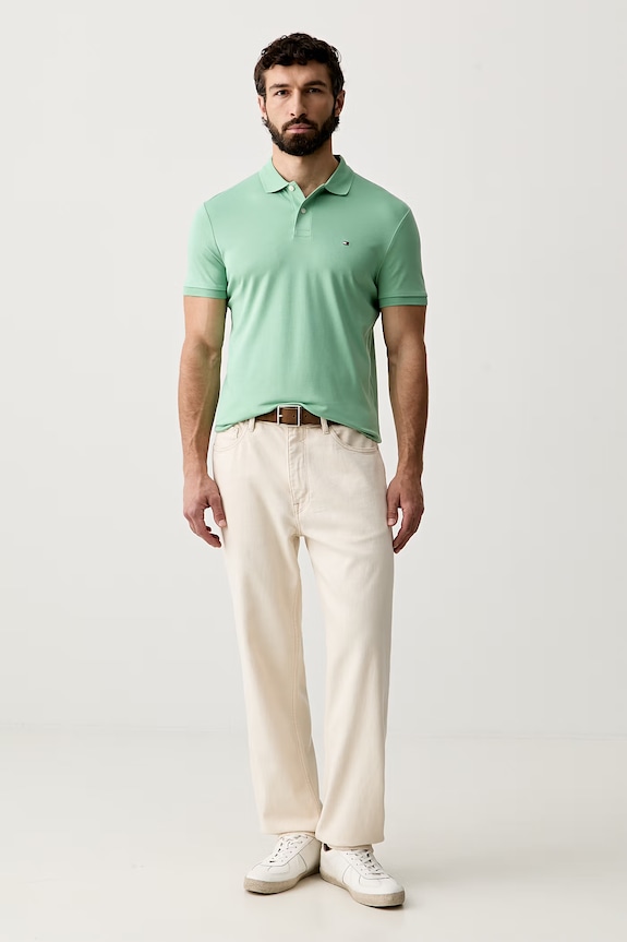 Tommy Hilfiger polo męskie bawełniane MW0MW39994 zielony SS26