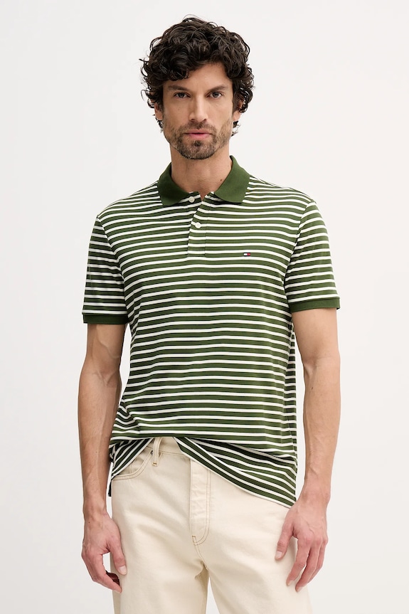 Tommy Hilfiger polo bărbați bumbac verde MW0MW39994
