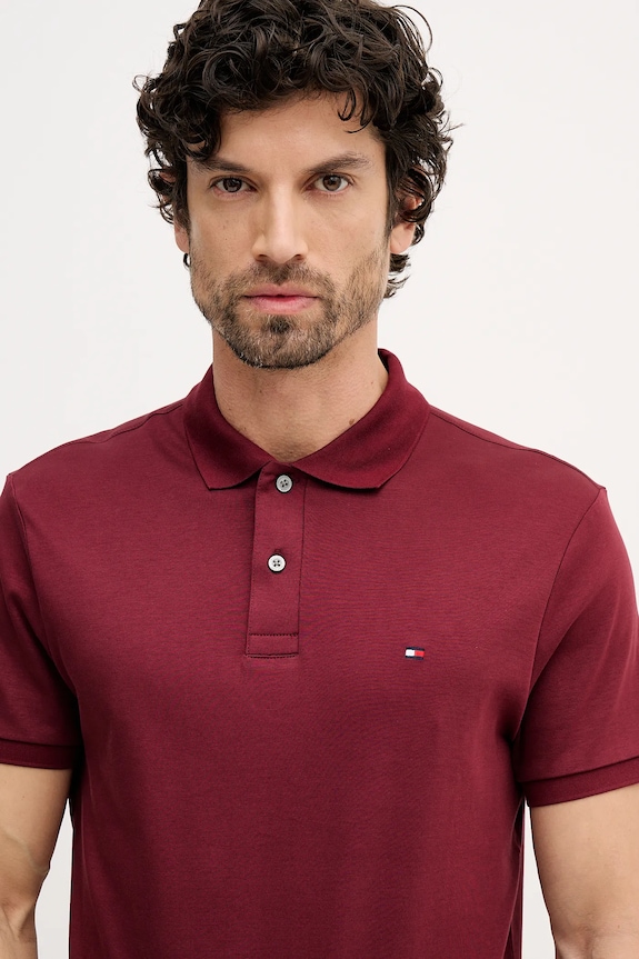 Tommy Hilfiger polo tričko pánske bavlnené burgundské MW0MW39994