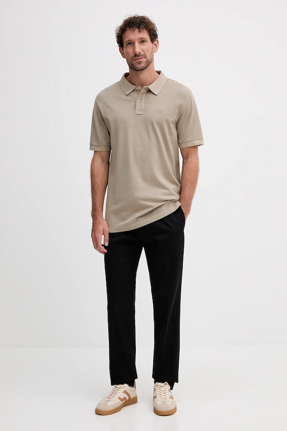 Joop! polo pánské bavlněné s elastanem 30045619 béžová SS26