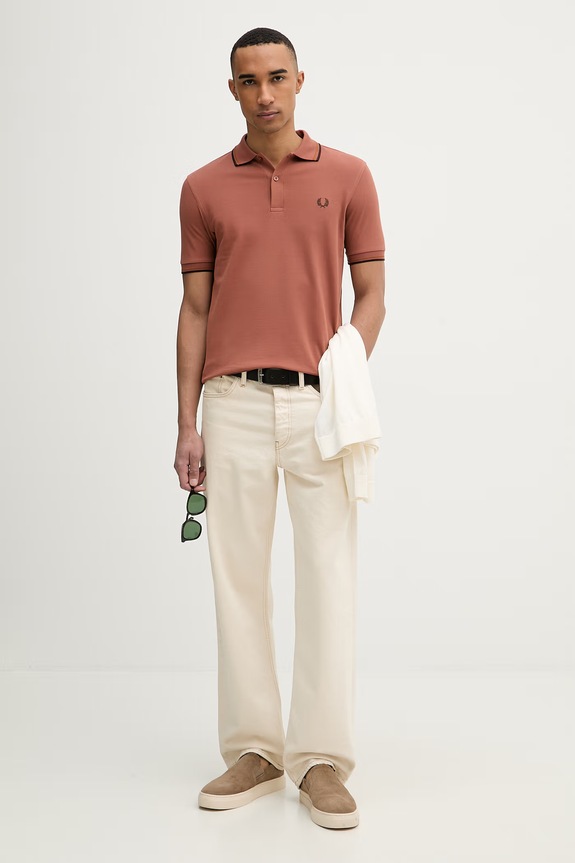 Fred Perry polo bărbătesc din bumbac M3600.Y39 portocaliu SS25